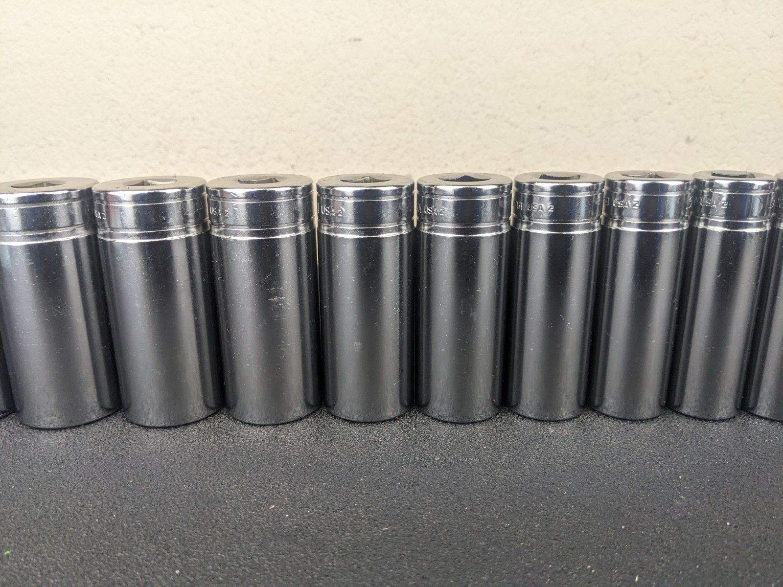#af708 Snap On Tools NEW 1/2″ Drive Deep Socket Set SAE Chrome 6 Point 1-1/4″