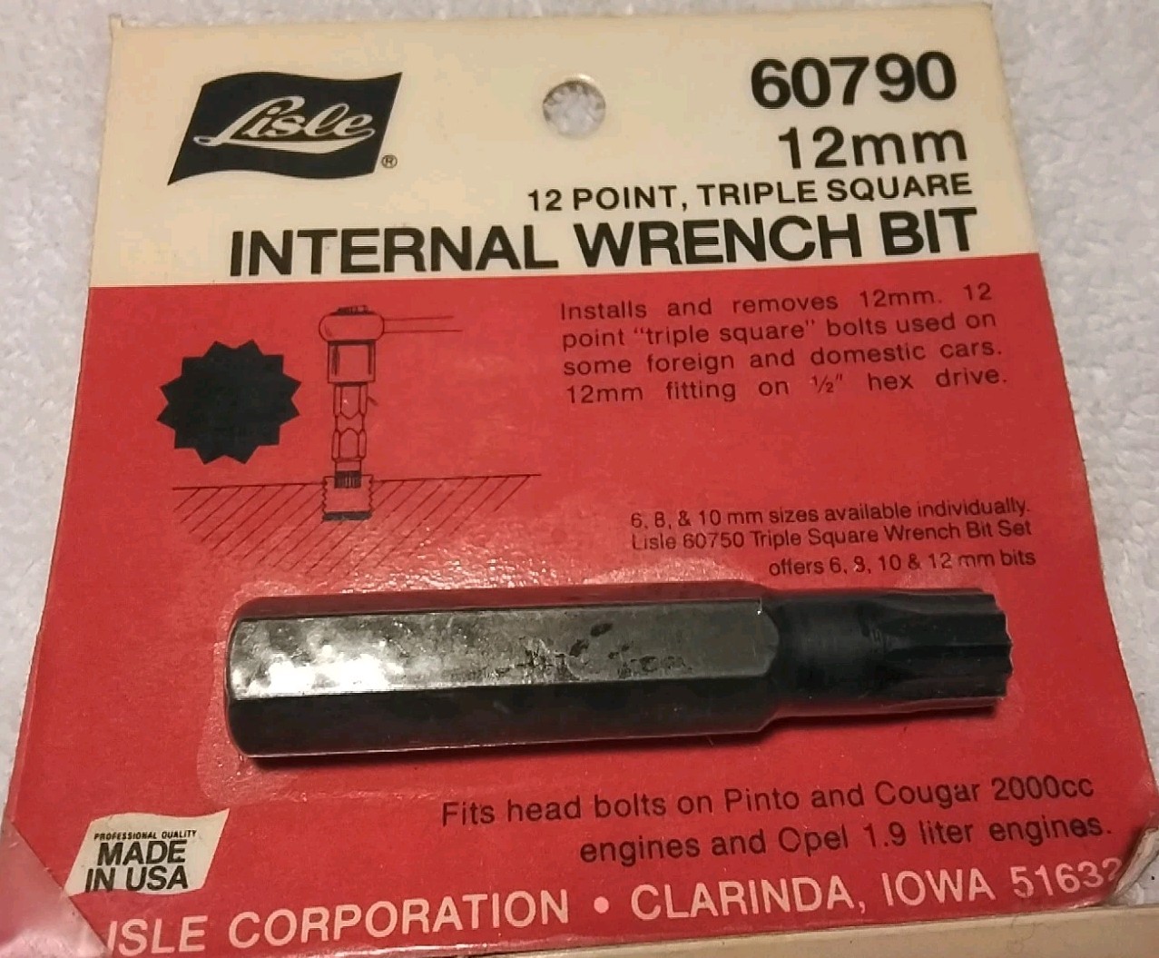 2pc LISLE 60790-60780 12pt TRIPLE SQUARE INTERNAL WRENCH BIT SET USA 🇺🇸