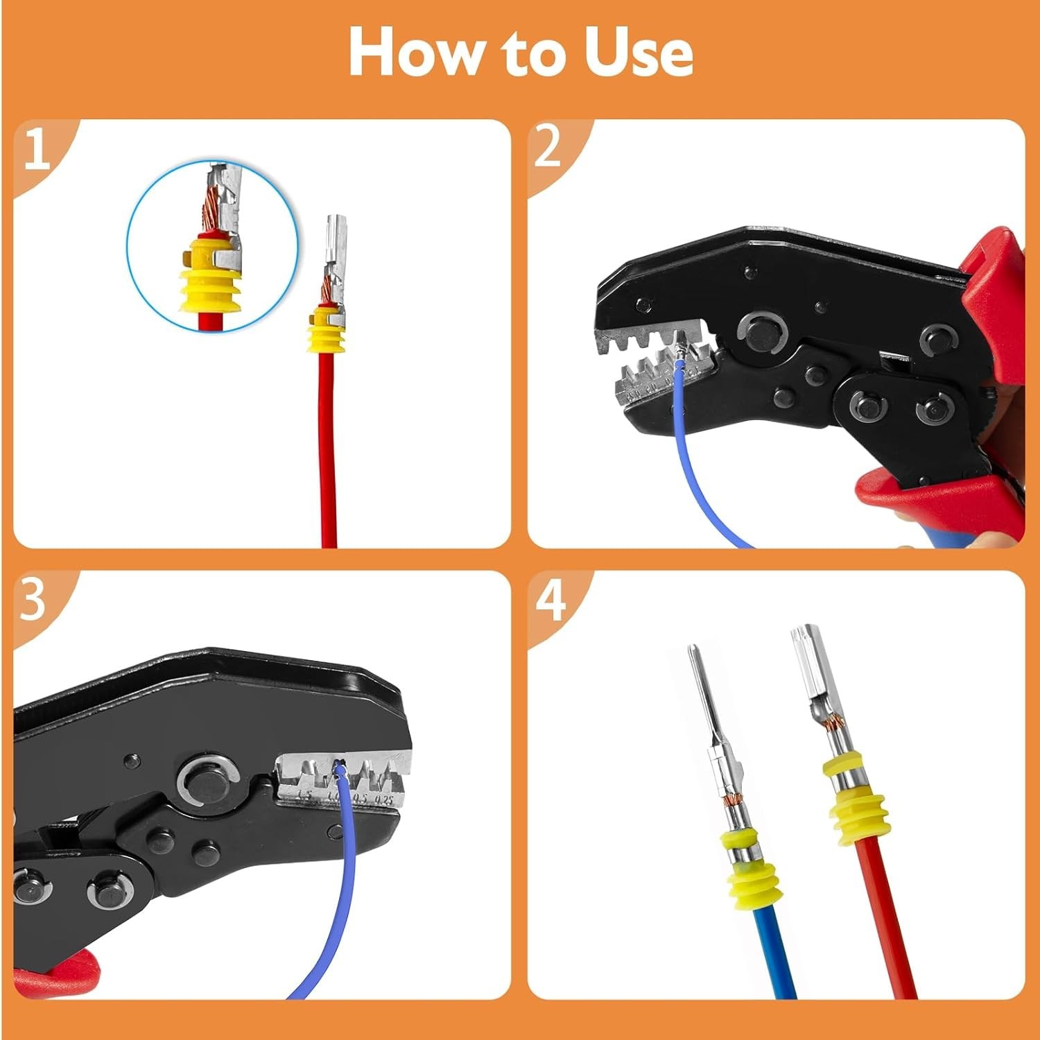 Wire Crimping Tool with Ratchet, Amliber Ratchet Wire Crimper Tool for Open Barr