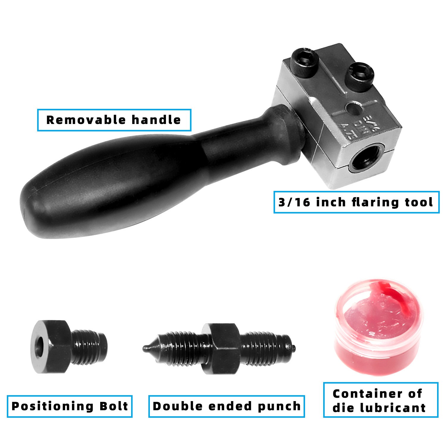Universal Handheld Car Brake Line Flaring Tool Kit 3/16» Double Flare + Storage