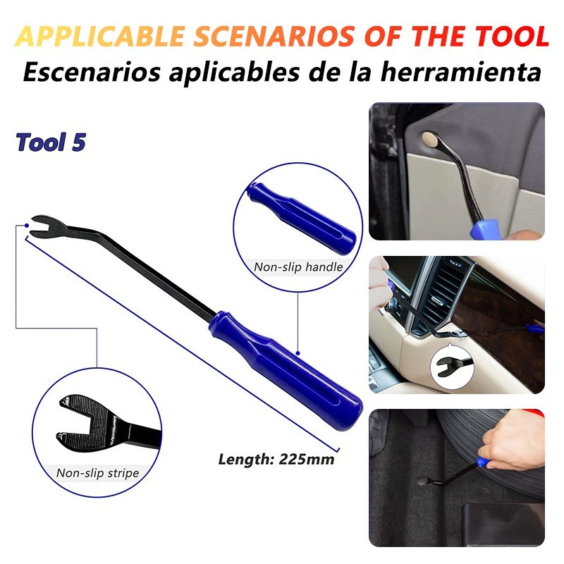 5Pcs Car Trim Removal Tool Set Hand Tools Pry Bar Panel Door Interior Clip Kit