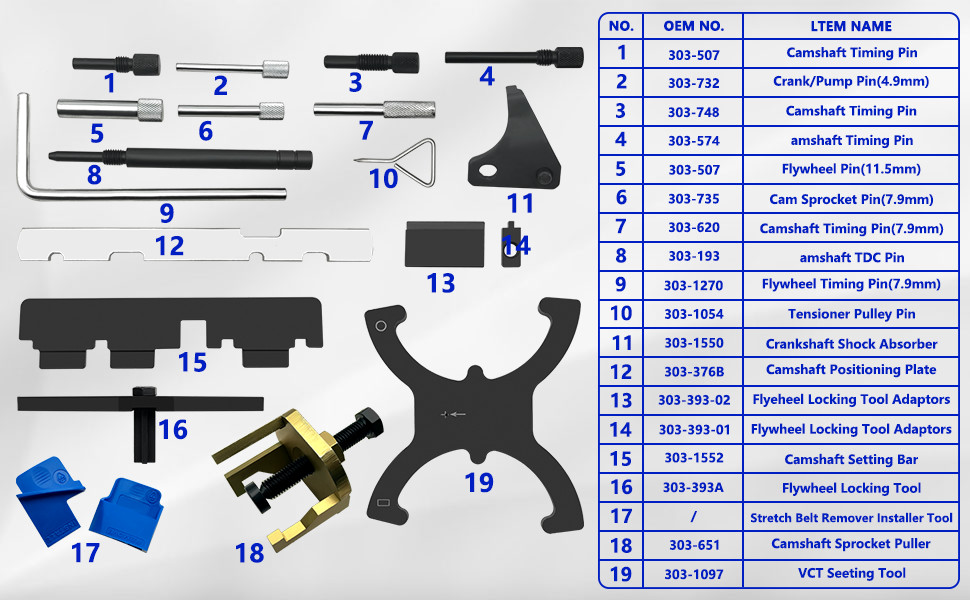 20PC Engine Timing Tool Kit for Ford Mazda Camshaft 1.4 1.6 1.8 2.0 Di/TDCi/TDDi