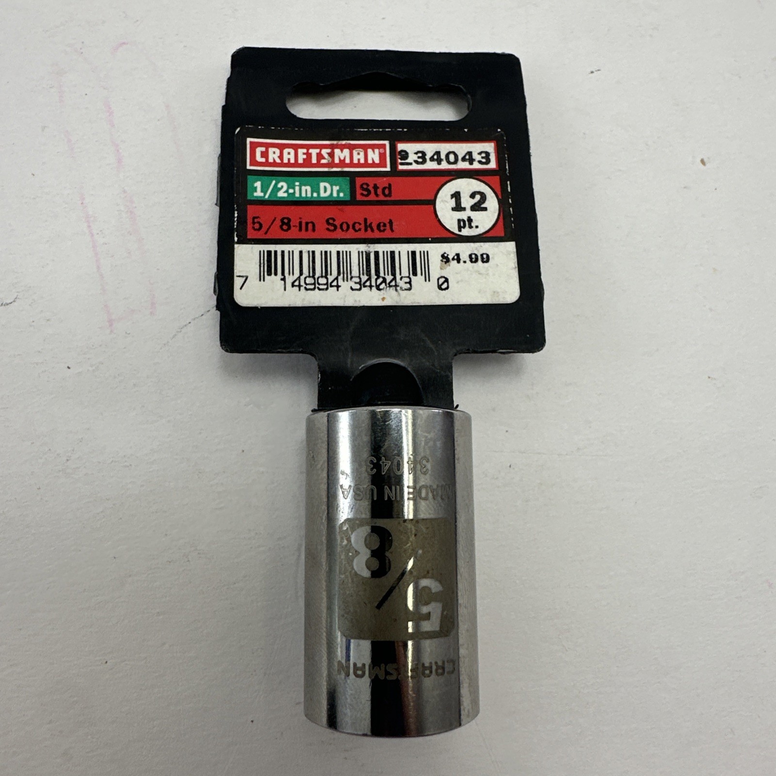 Craftsman 5/8 inch Easy Read Socket 12 pt. 1/2 inch Pt. drive 34043 New NOS