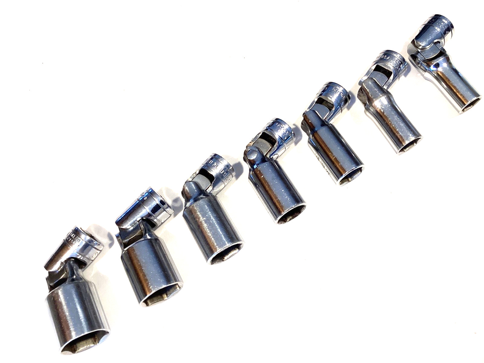 Snap On USA 207FSU 7 Piece 3/8″ Drive 6 Point SAE DEEP Swivel Socket Set NICE