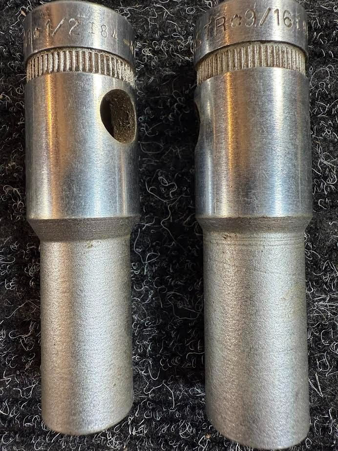 Two WARDMASTR 12 Point Deep Well Sockets 1/2″ Drive, 1/2″ and 9/16″
