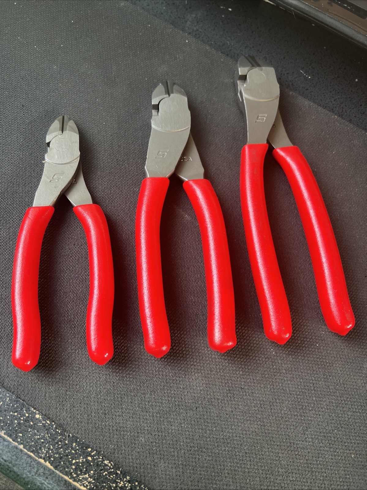 Snap On Tools USA NEW RED 3 Piece Soft Grip Pliers / Cutters Set Heavy Duty ❤️