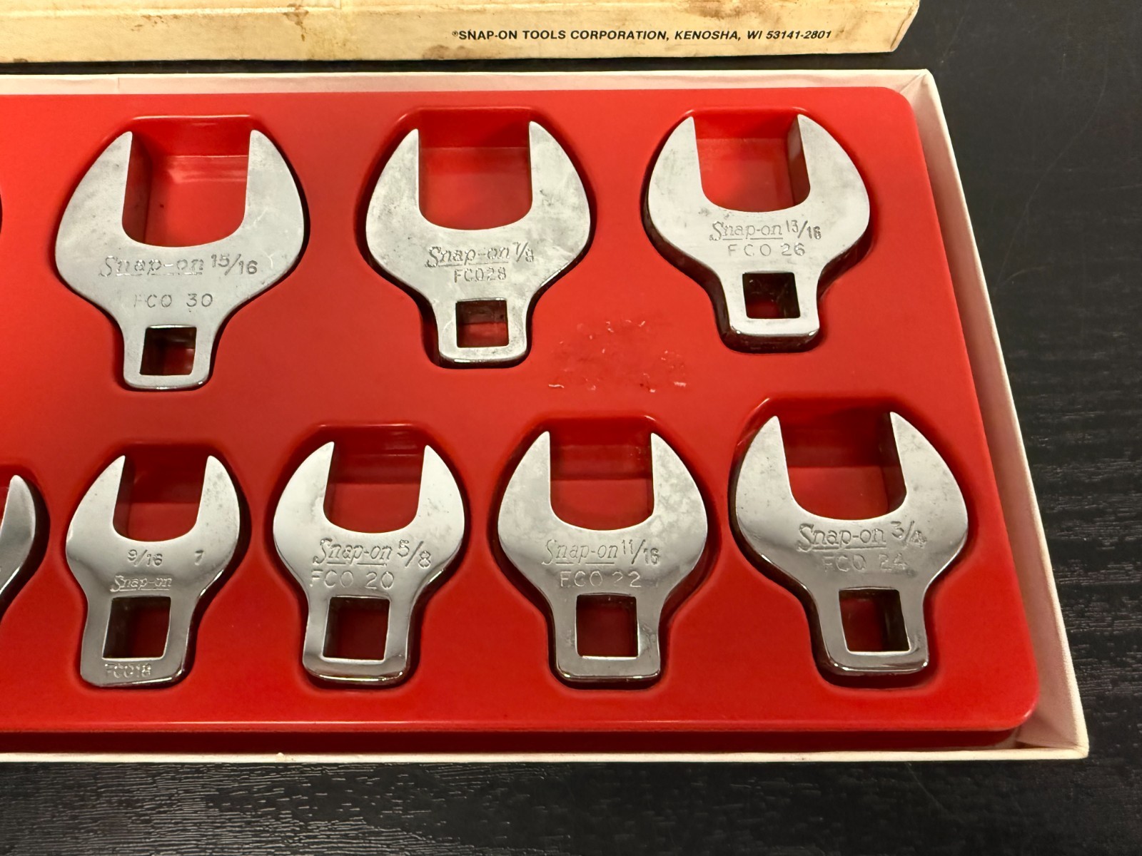 Vintage Snap On Tools 3/8″ Drive Crowfoot Set (3/8 Thru 1 IN.) Part #211FCO