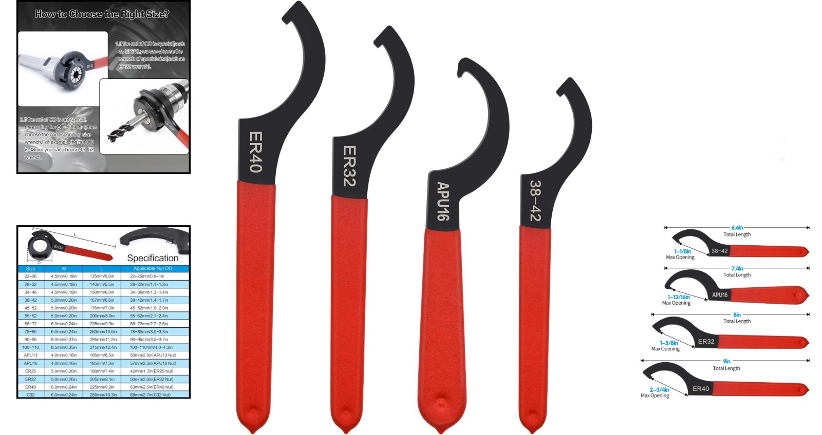Versatile 4pcs Coilover Wrench Set – High-Speed Steel with Grip Safety Design