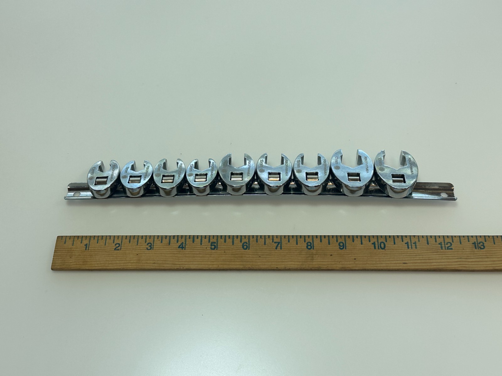 Matco Tools SRBCFNM10C 9pc 3/8» Metric 10-18mm Crowfoot Flare Nut Wrench Set