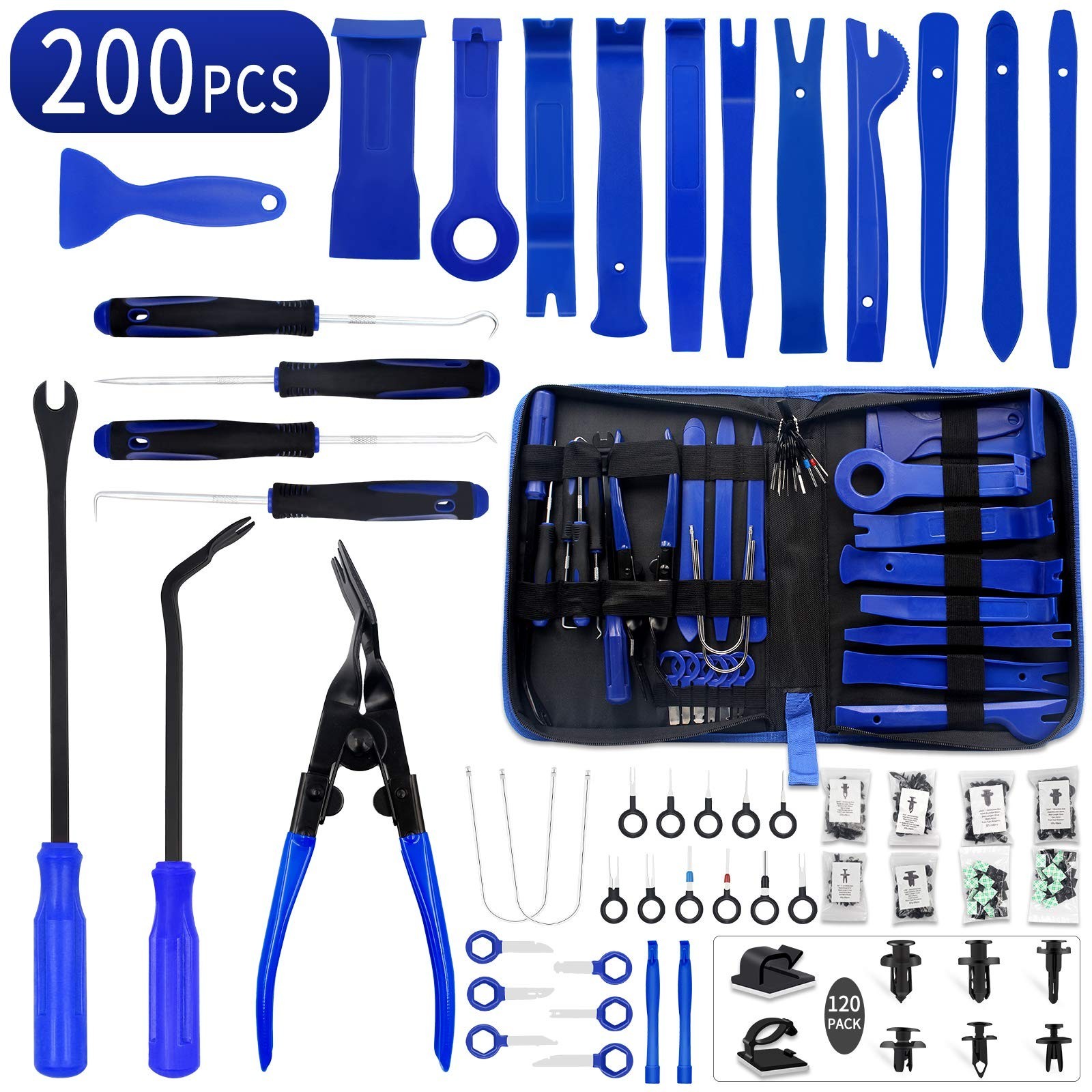 200PCS Trim Removal Tool Kit – Auto Panel Fastener & Clip Pliers Set for Cars