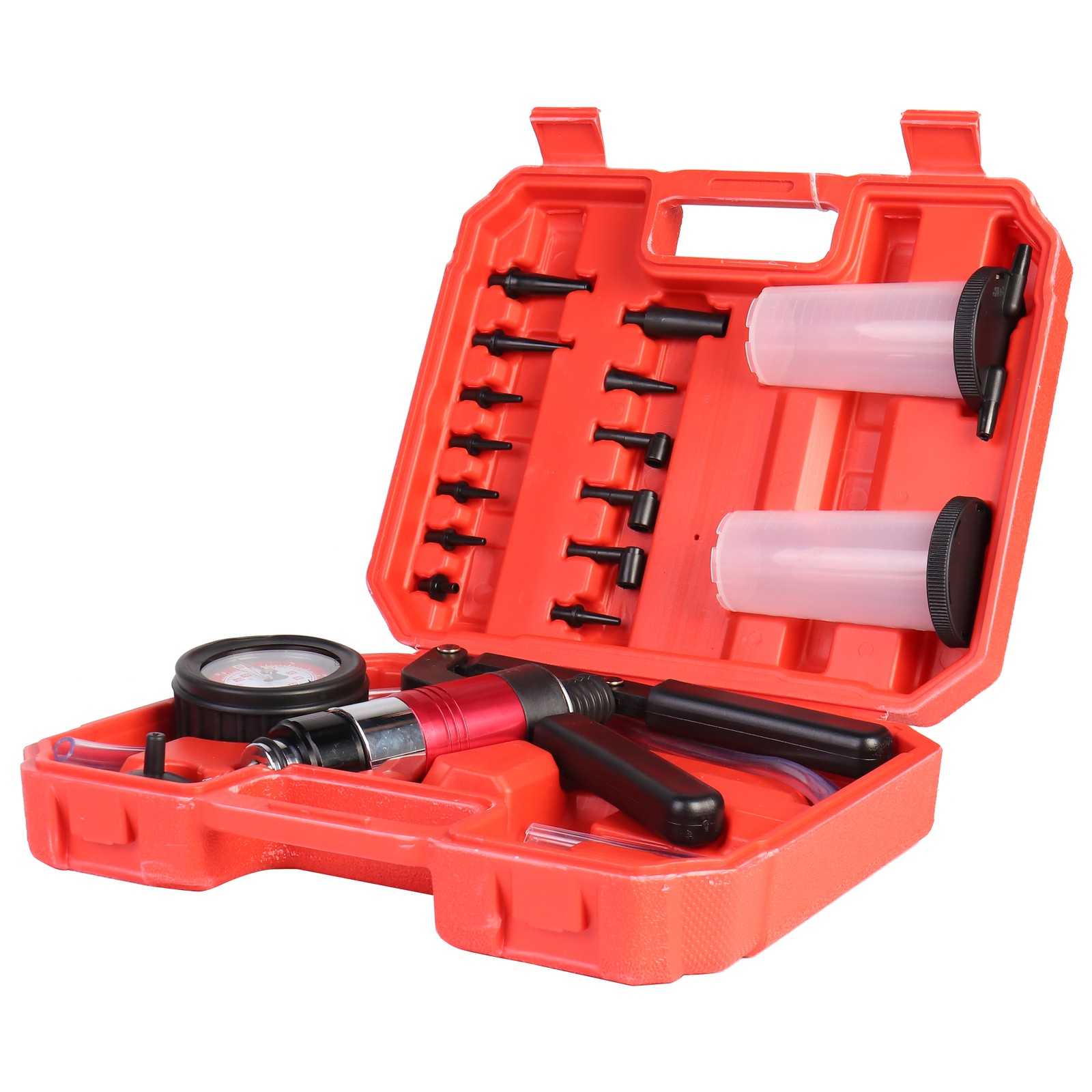 Universal Hand Held Vacuum Pressure Pump Tester Adapters Storage Reservoir Tool