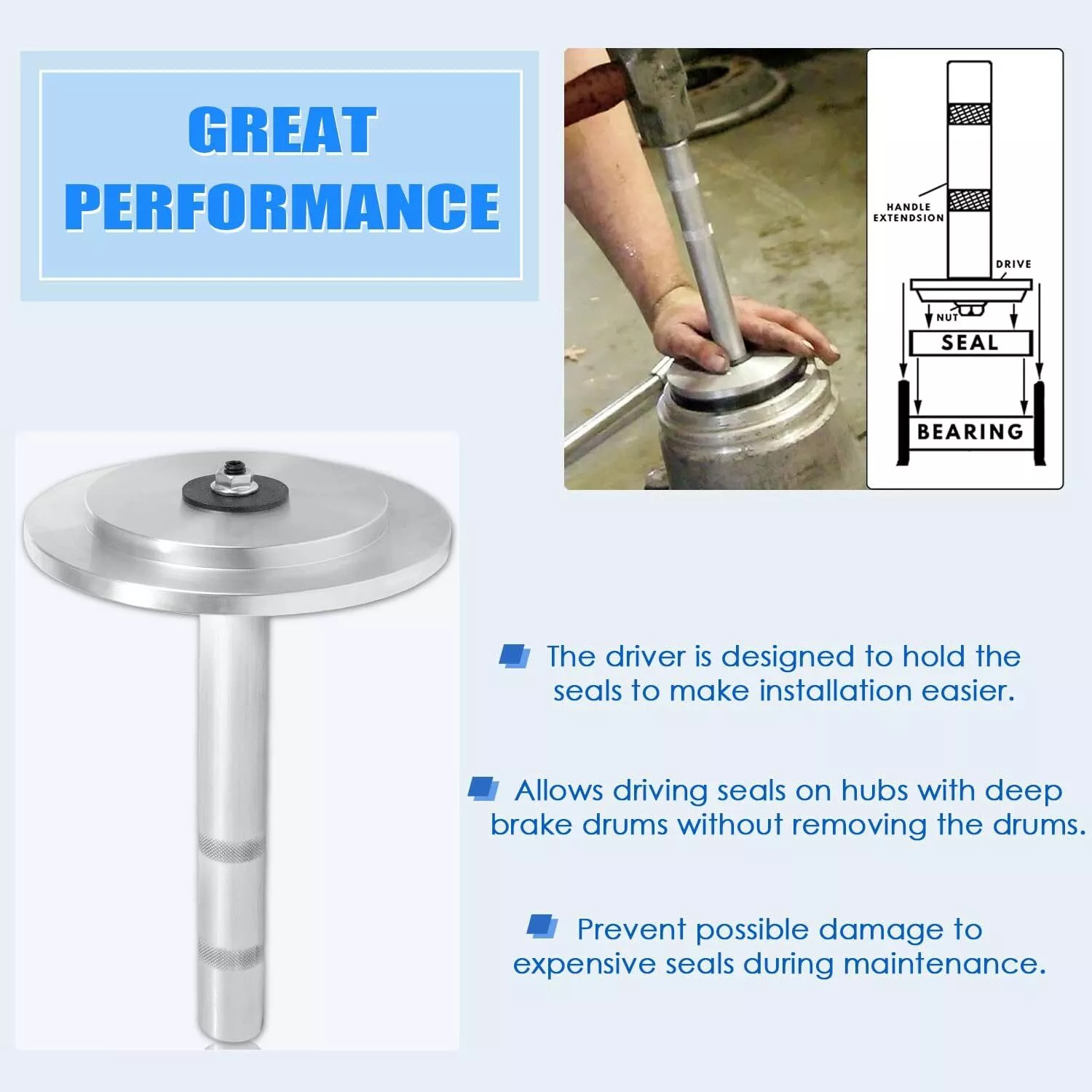 61850 Truck Hub Seal Installer Kit for Class 7 Class 8 Duty Road Trucks Trailers