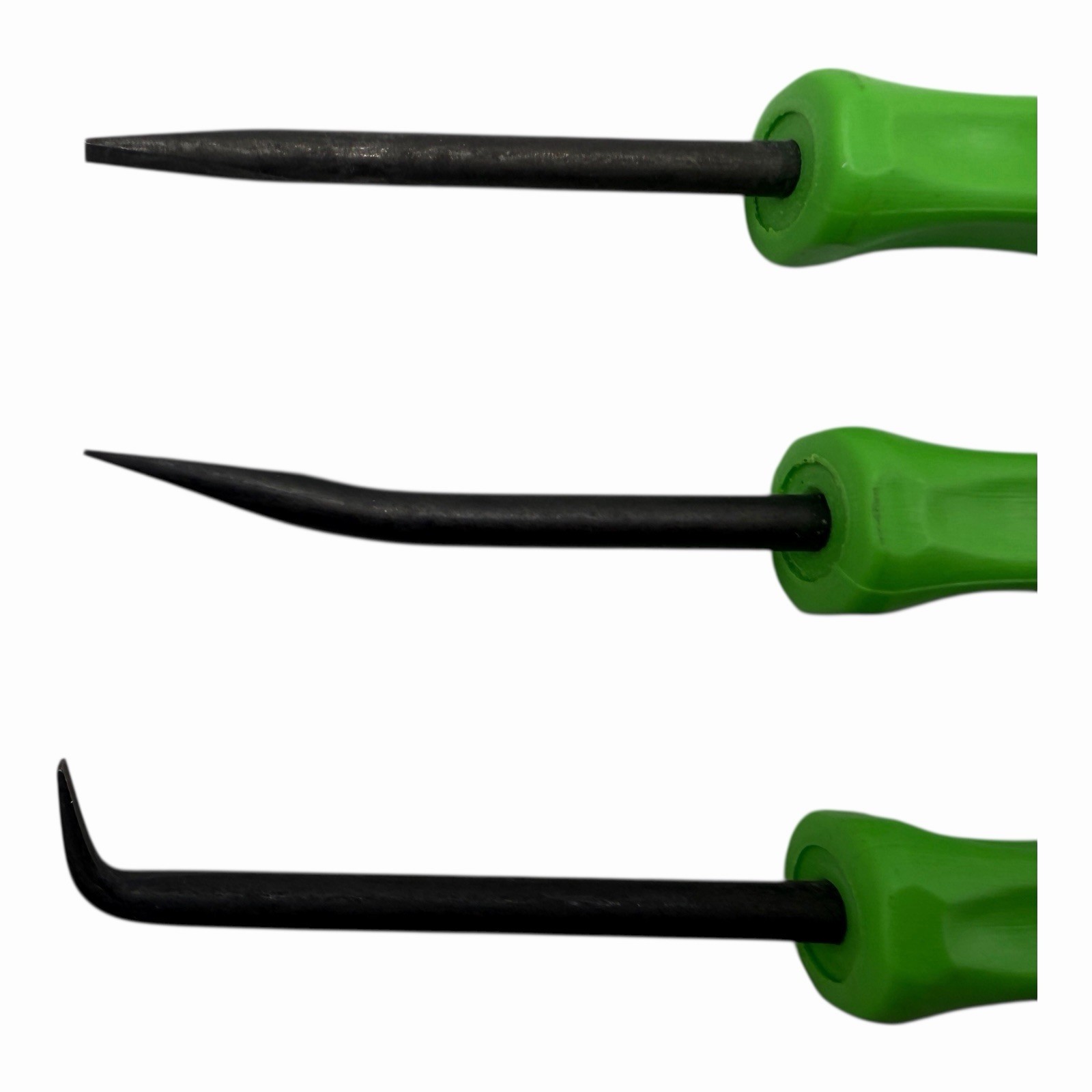 Snap On Tools Mini Pocket Pry Bar Set 3 piece Green 5 inch Straight Bent 90