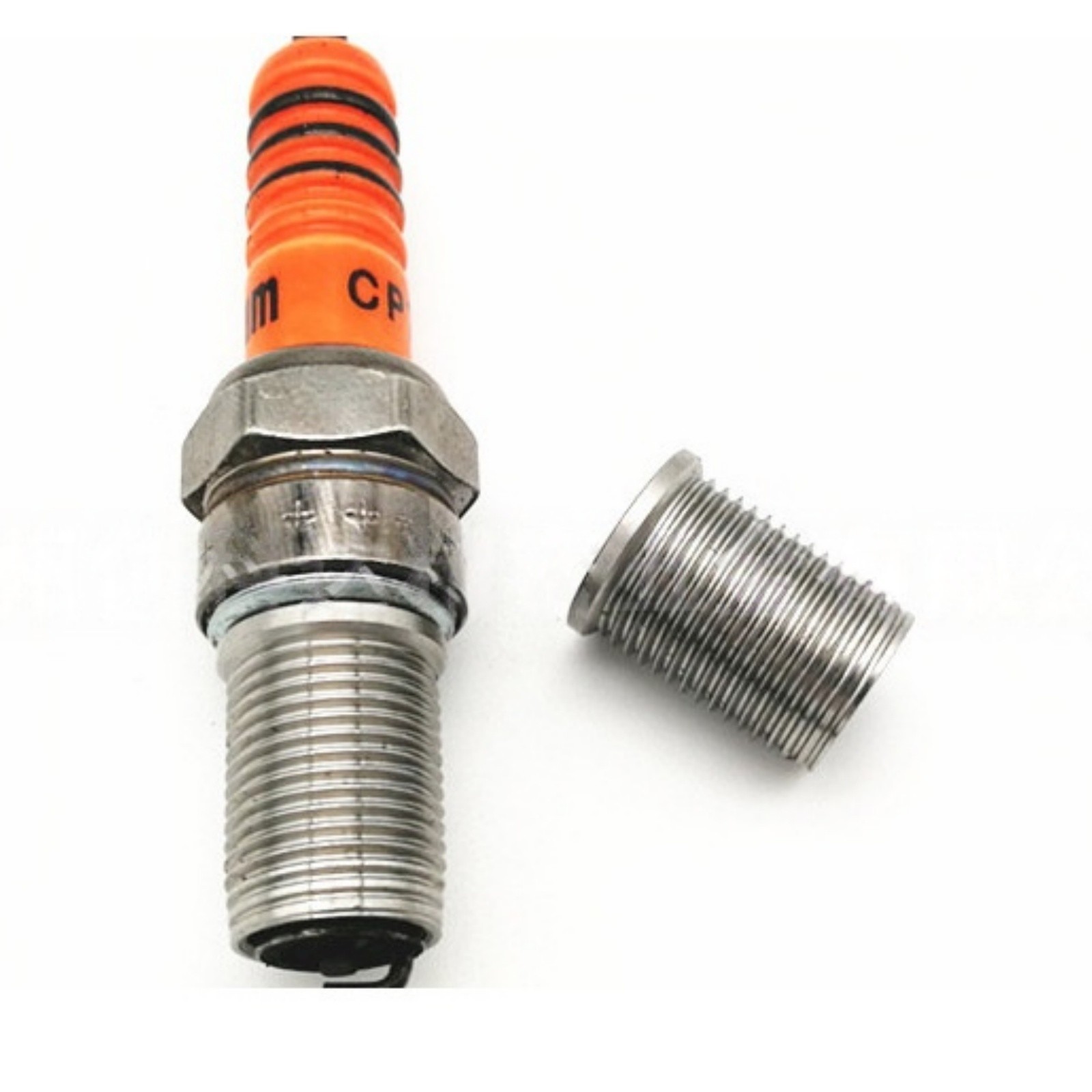 M14x1.25 to M18x1.5 Spark Plug Thread Repair Insert Kit, Blue White Zinc Coated