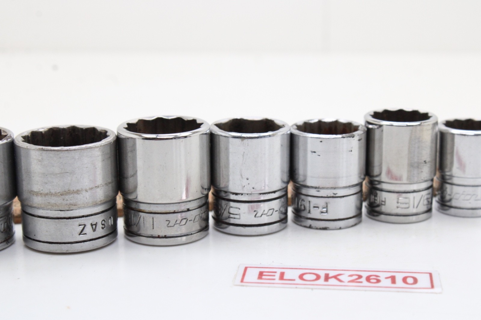 Snap-on F081 – F281 1/4-7/8″ 3/8″ Drive 12 Point 12 Piece SAE Chrome Set USA