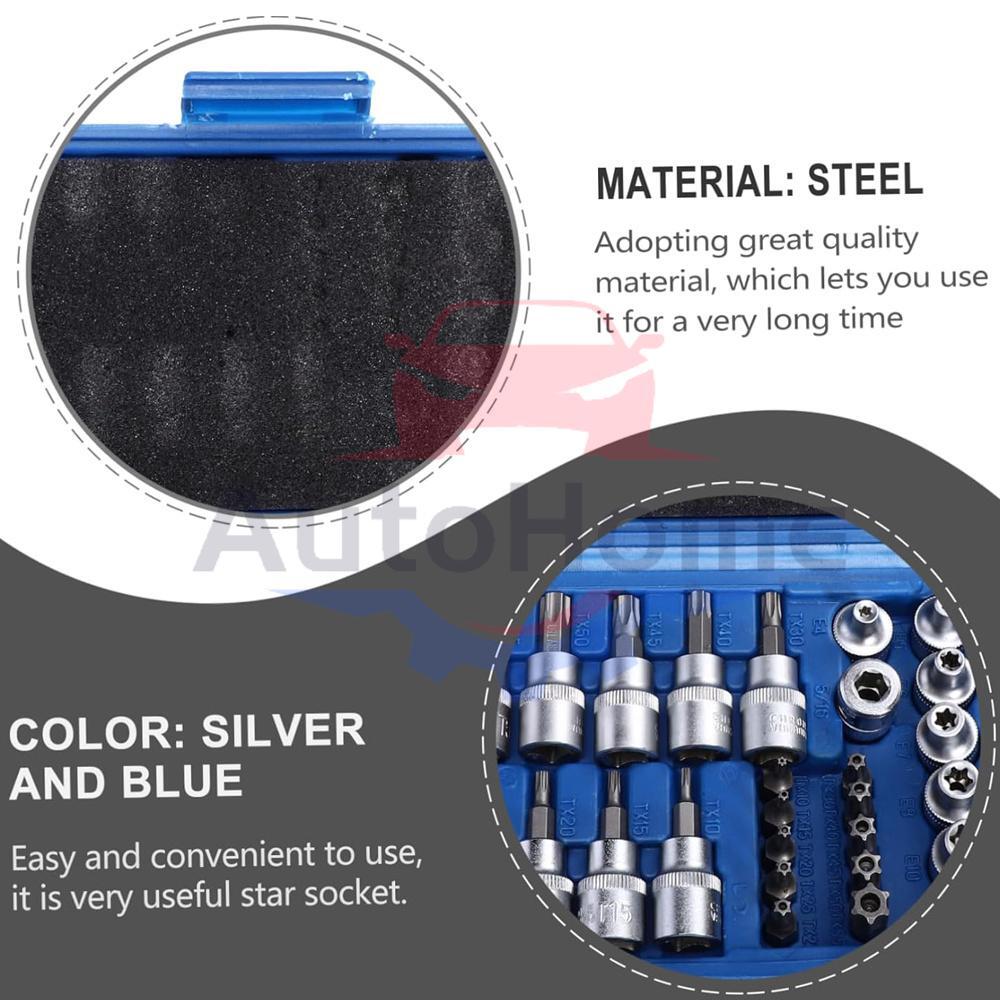 34Pcs Drive Male Female Torx Star Bit Socket E-socket Set Handheld Tool Case US