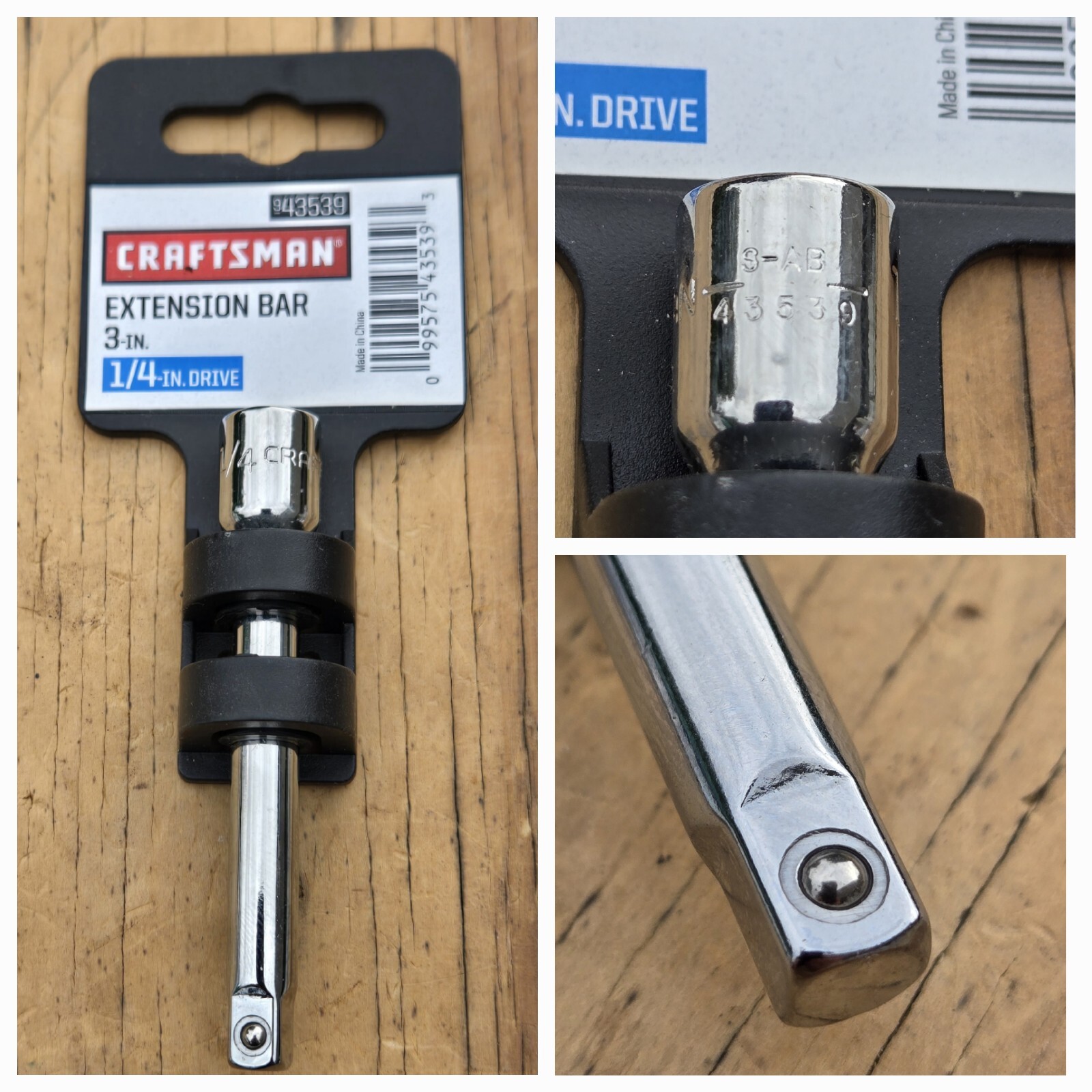 NOS Craftsman 3in. Socket Extension Bar 1/4″ Drive S-AB 43539 w/Hang Tag