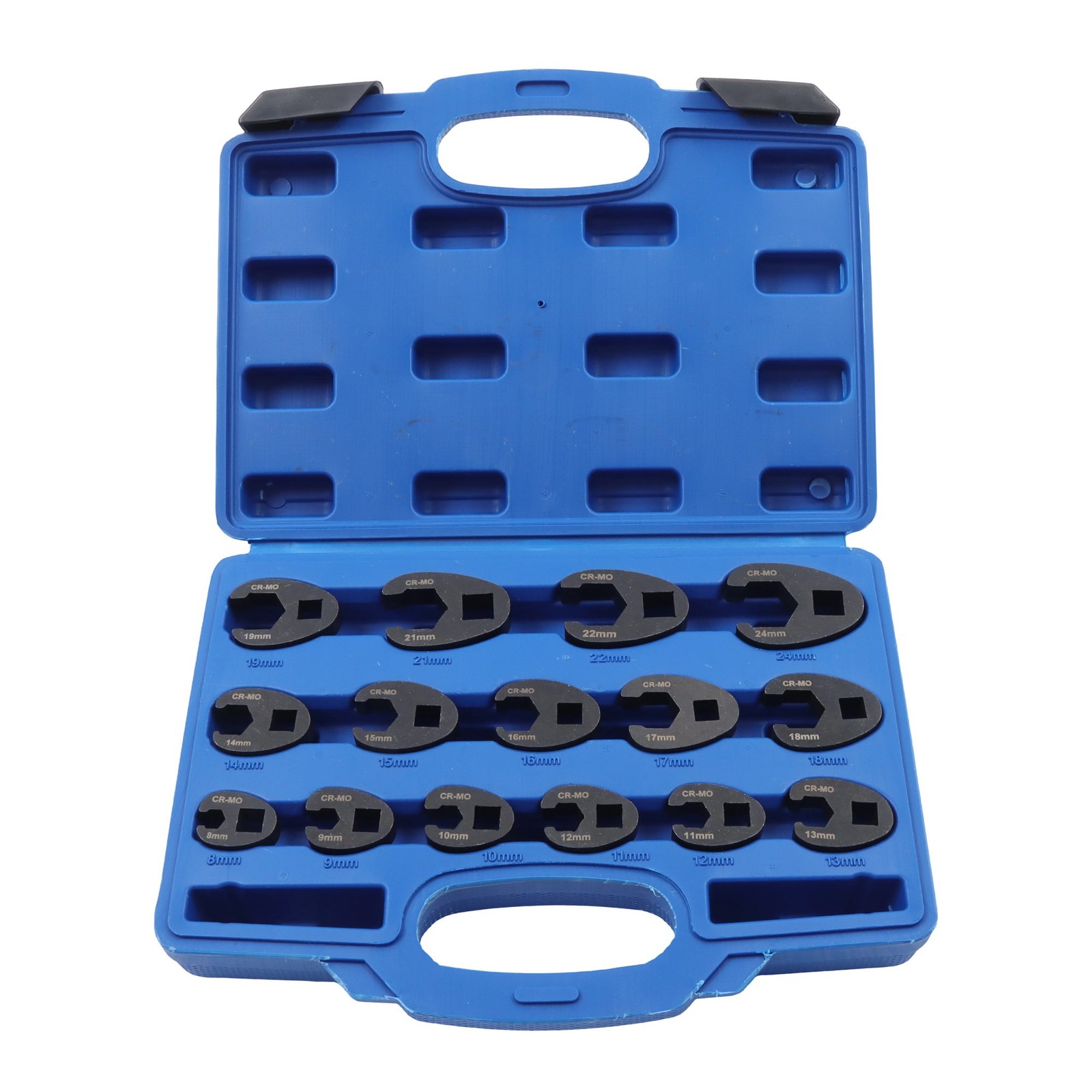 For 8 to 24 mm Nuts 3/8″ and 1/2″ 15Pcs Crowfoot Flare Nut Wrench Set Metric