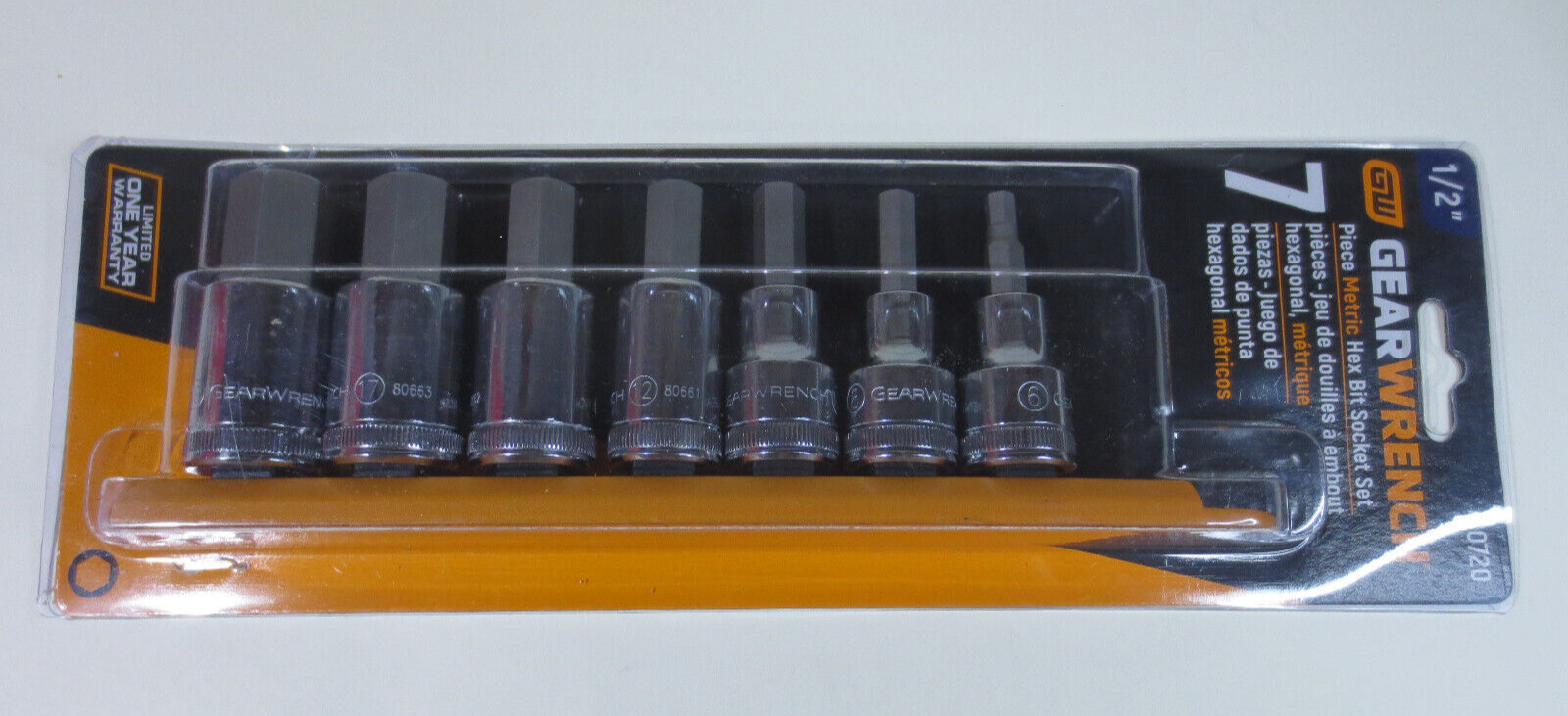 GearWrench 80720 7 Pc. 1/2″ Drive Hex Bit Metric Socket Set NEW