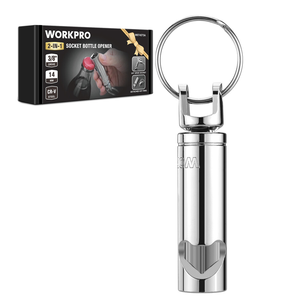 WORKPRO Socket Bottle Opener 3/8″ X14 mm Socket Deep Square Drive Socket 6-Point