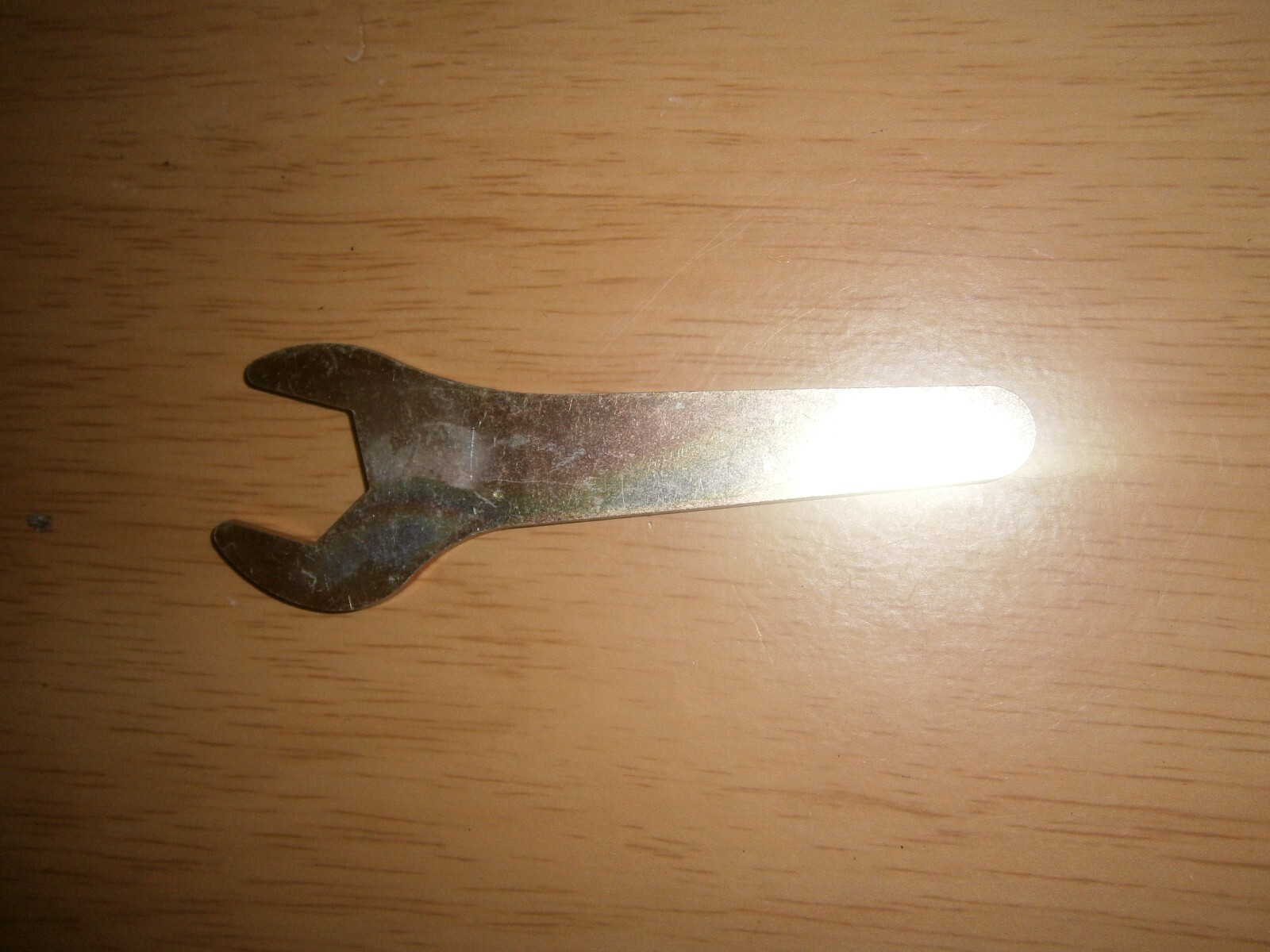 Vintage silver tone spanner. 17mm end.(E6d)