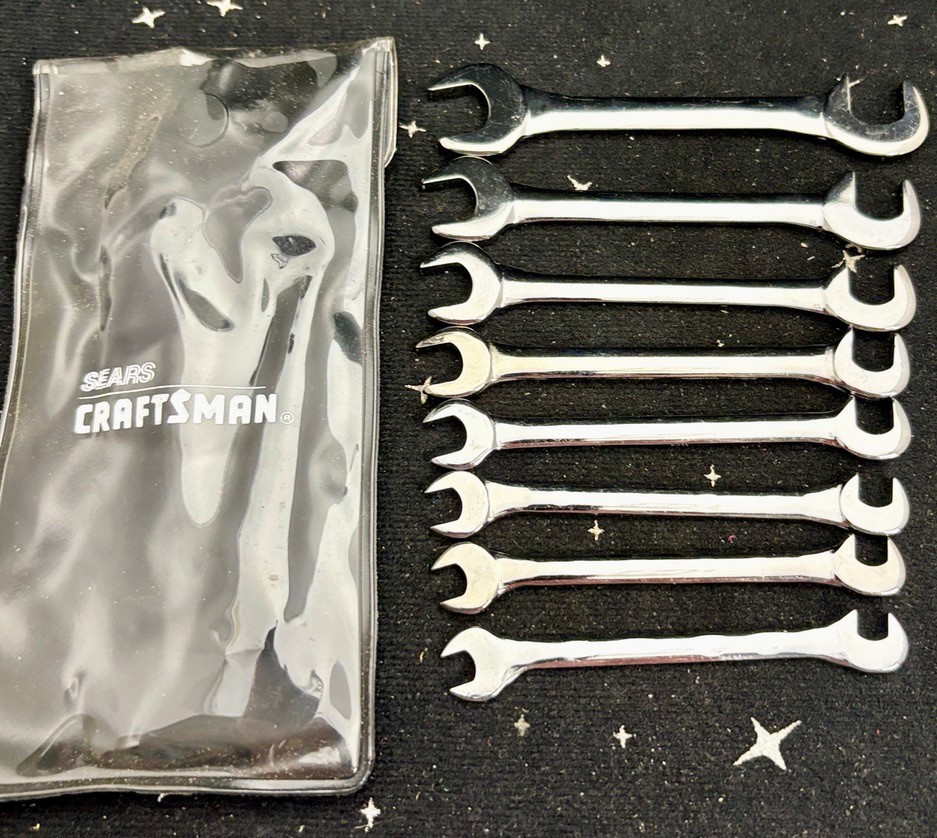 VTG Unused Craftsman 8-Piece Open End Ignition Wrench Set W/Vinyl Pouch USA