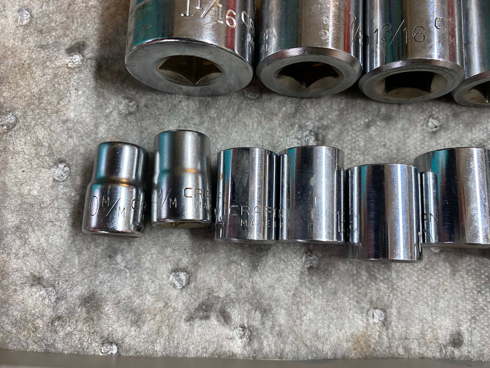 Craftsman Socket Lot 50+ Pcs SAE Metric Sizes 3/8 And 1/2 Drive Made In USA
