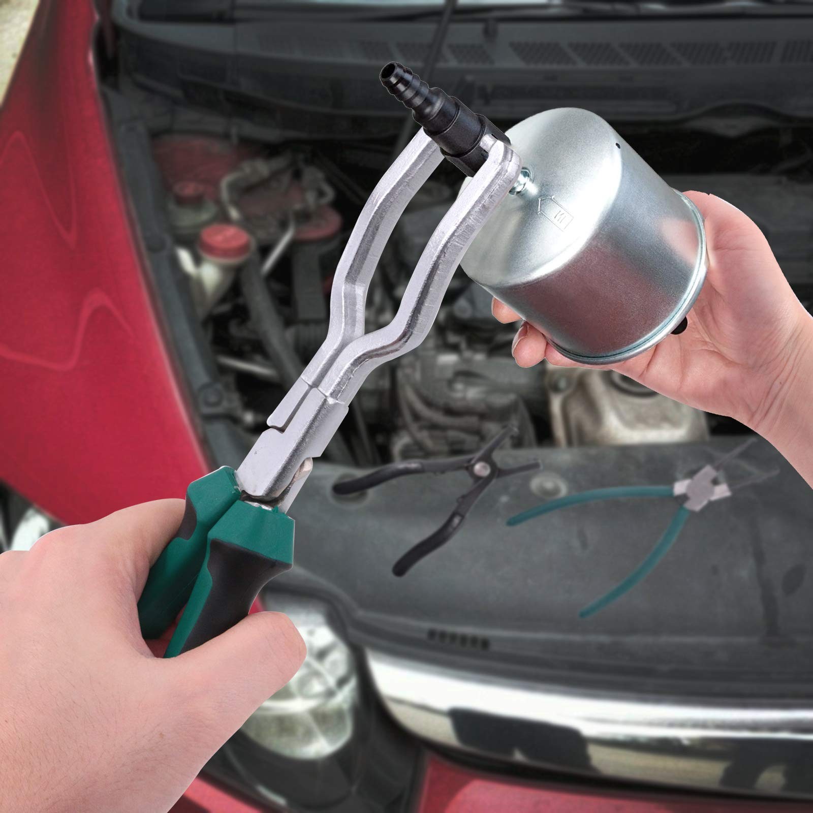 Glarks Fuel Line Pliers Set, 9 Inch Filter Caliper Hose Black / Grey