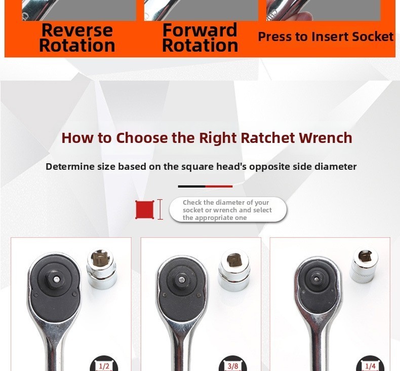 Short Handle 72 Tooth Ratchet Wrench Set with Quick Release Socket System