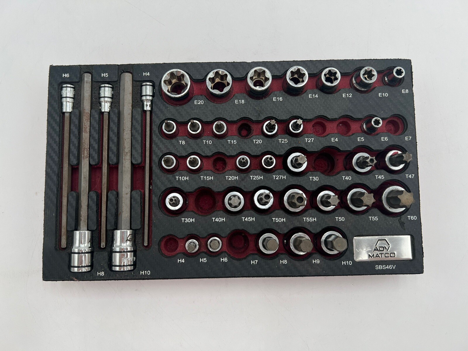 Matco Tools SBS46V 30pc 1/4″ 3/8″ & 1/2″ Drive Master ADV HEX Bit Set Incomplete