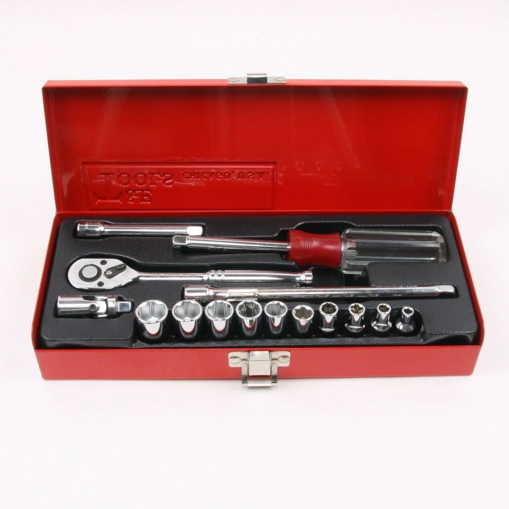 T&E Tools 92216 15 Piece 1/4″ Drive Standard Metric Socket Set- 6 Point