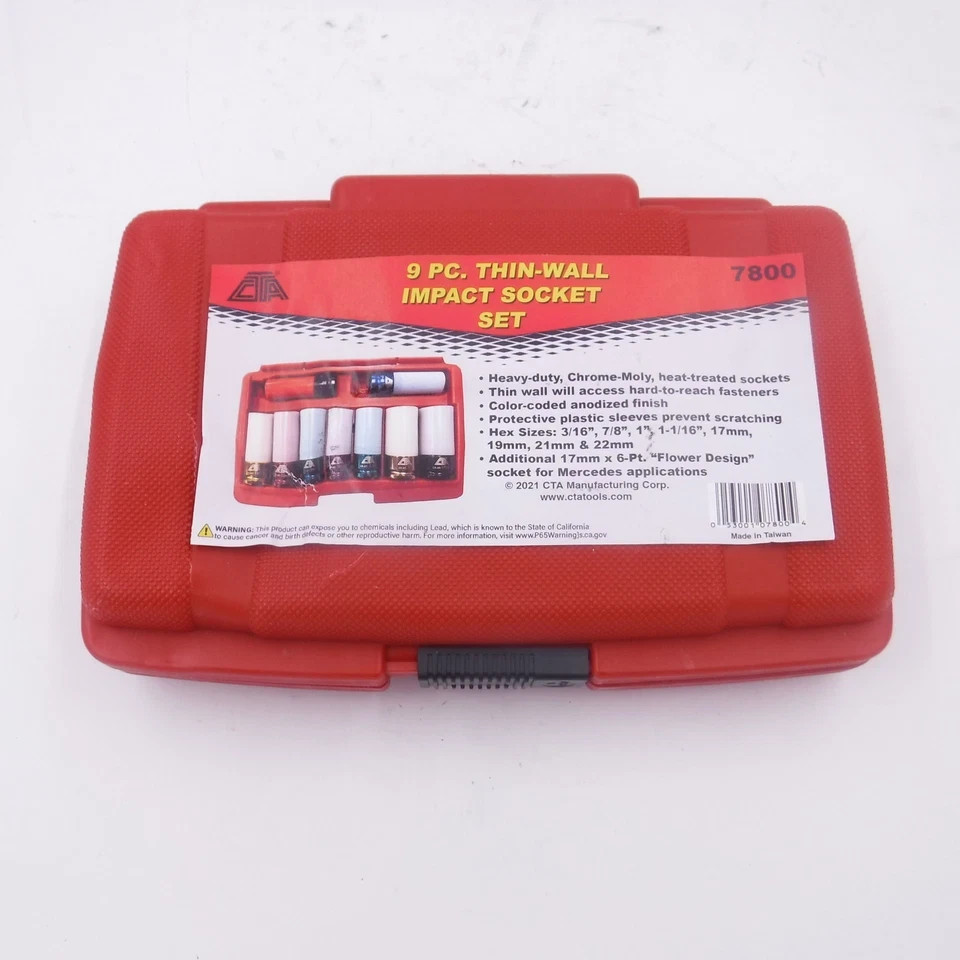 CTA Tools 7800 9 Pc Thin-Wall Impact Socket Set