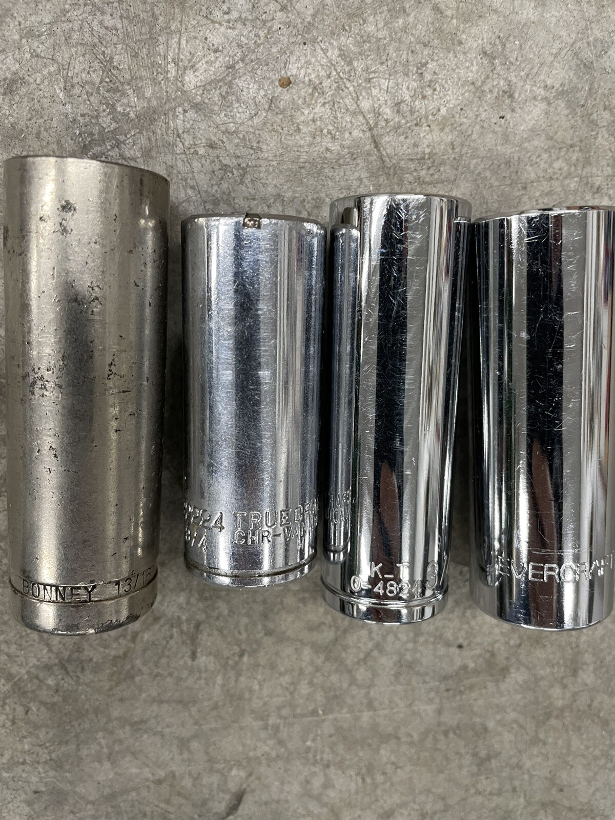 FT1 Lot Of Deep Sockets K-T Bonney Evercraft Truecraft 1/2 “ Dr And 3/8 Drive
