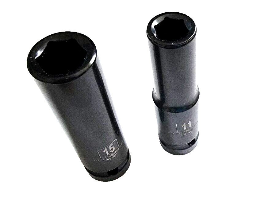 Two Deep Impact Socket Metric 11mm 15mm ,black Chrome .New Open Box