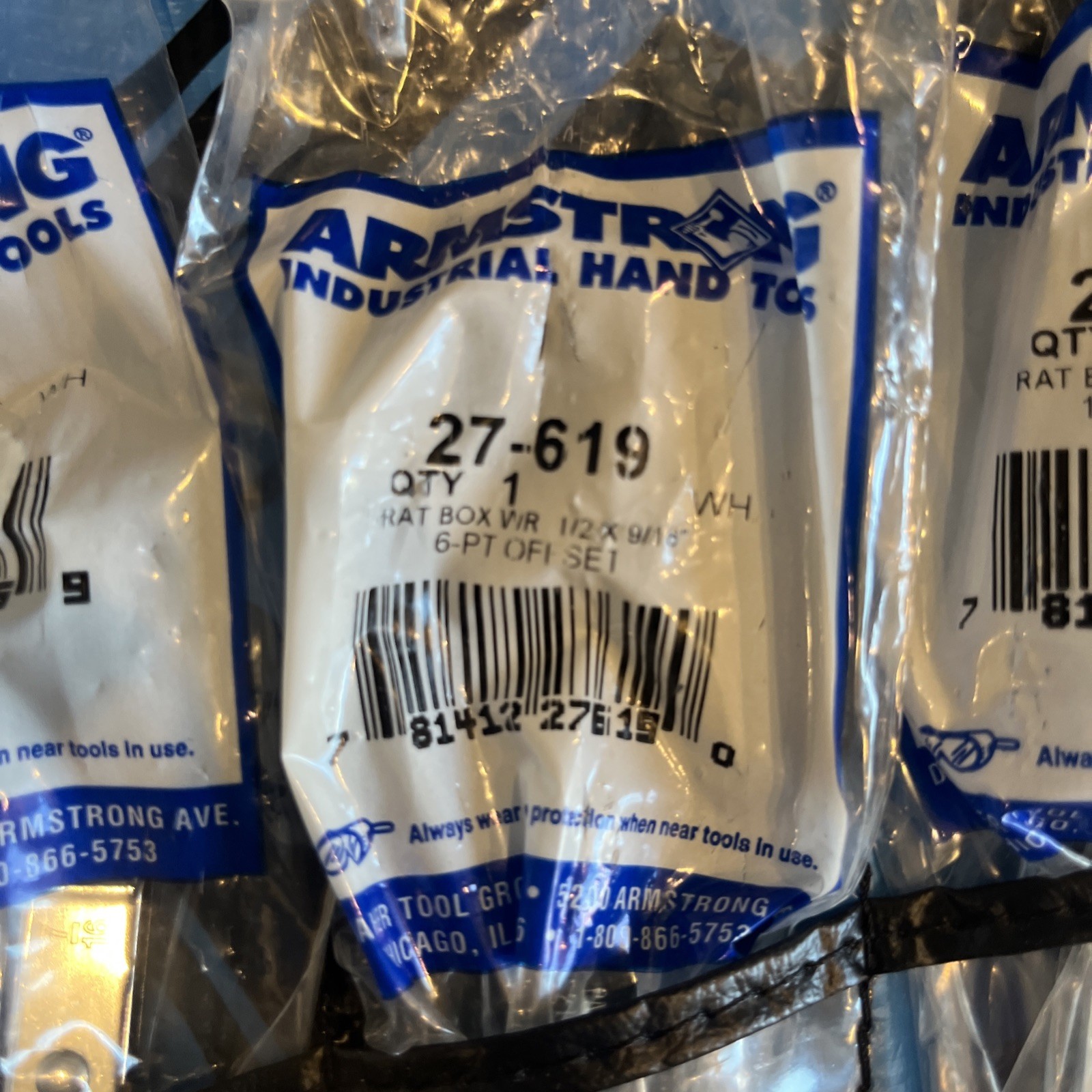 Armstrong Tools USA 27-635 SAE Offset Ratcheting Box Wrench Set Kit Bag, NEW NOS