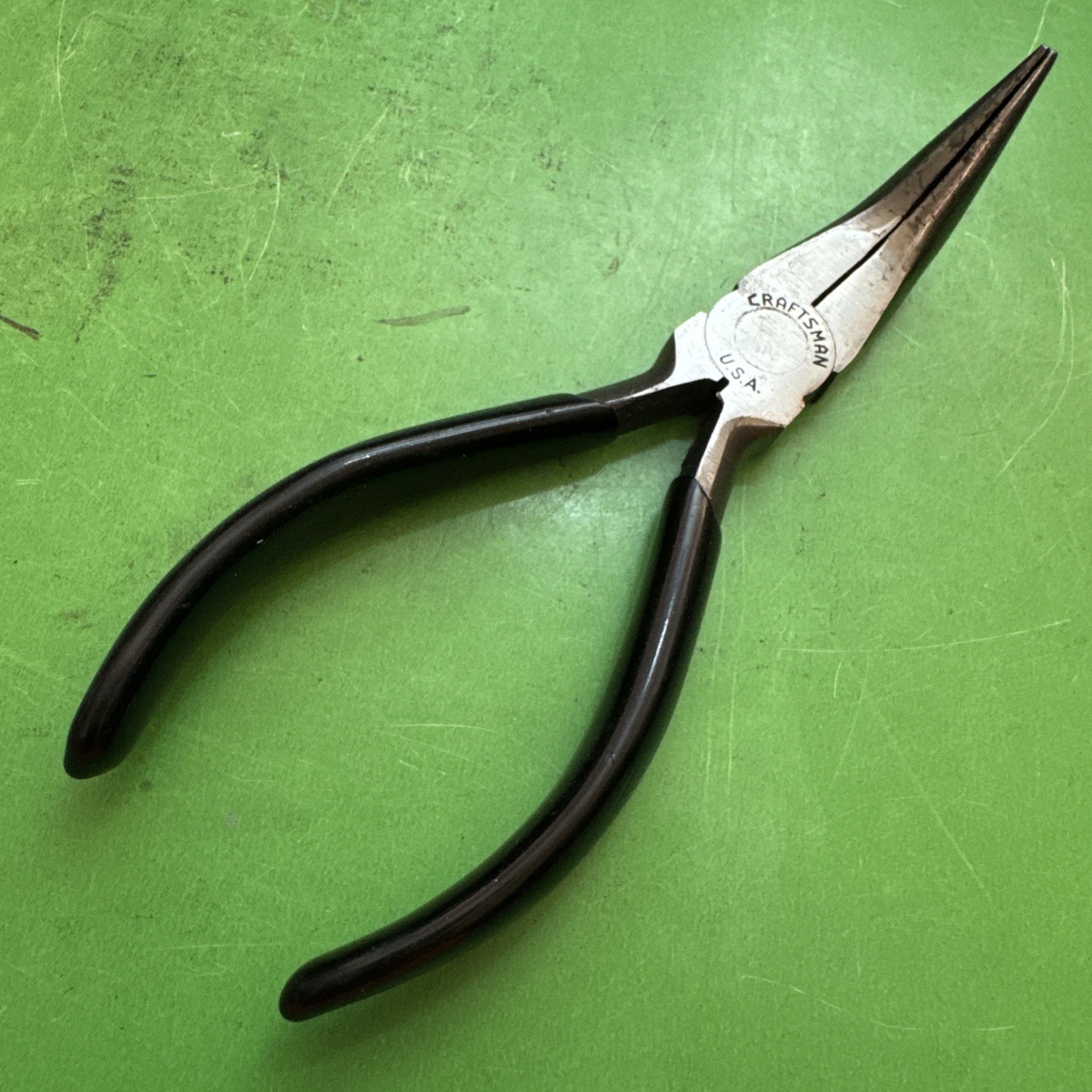 Craftsman Tools USA RARE «C» Stamp 5.5″ Long Black Grip Bent Needle Nose Pliers