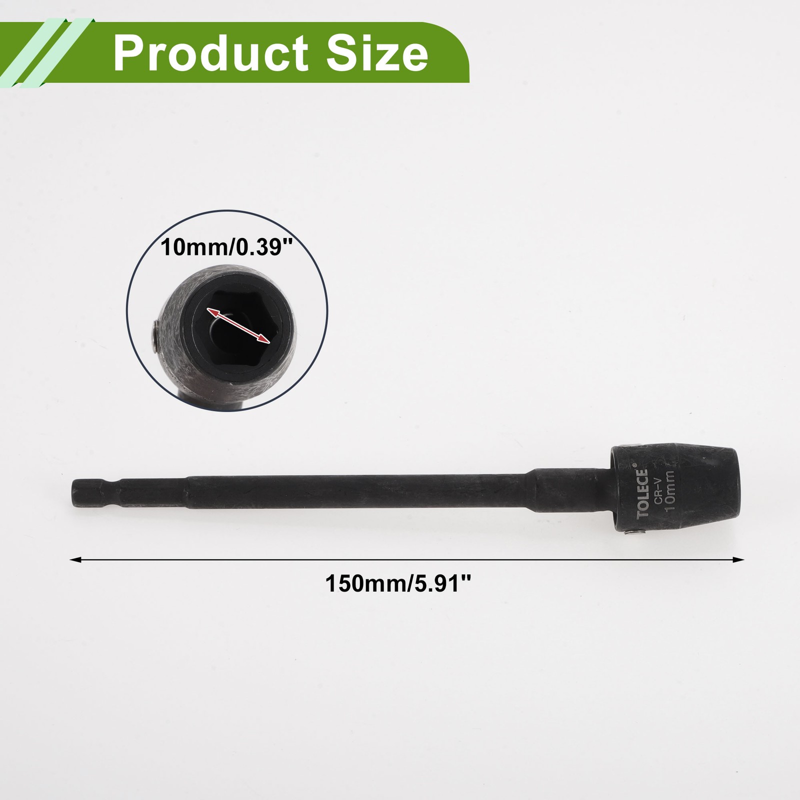 Universal Impact Socket 10mm 6 Point 150mm CR-V Black 1 Pcs