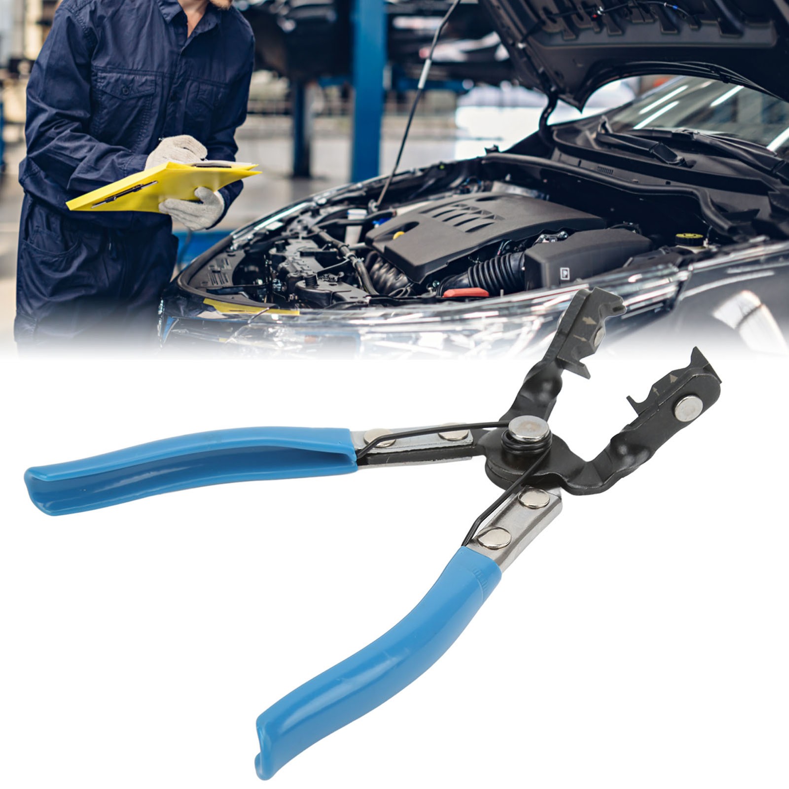 Hose Clamp Pliers Angled Type Swivel Jaws Spring Loaded Handles Universal Fo BT0