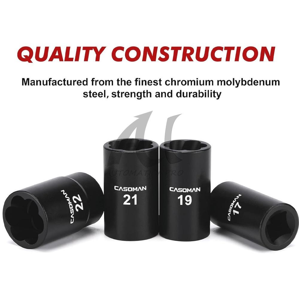 5Pcs Twist Socket 1/2” Drive For Wheel Lug Nut Damaged Removal and Extractor US