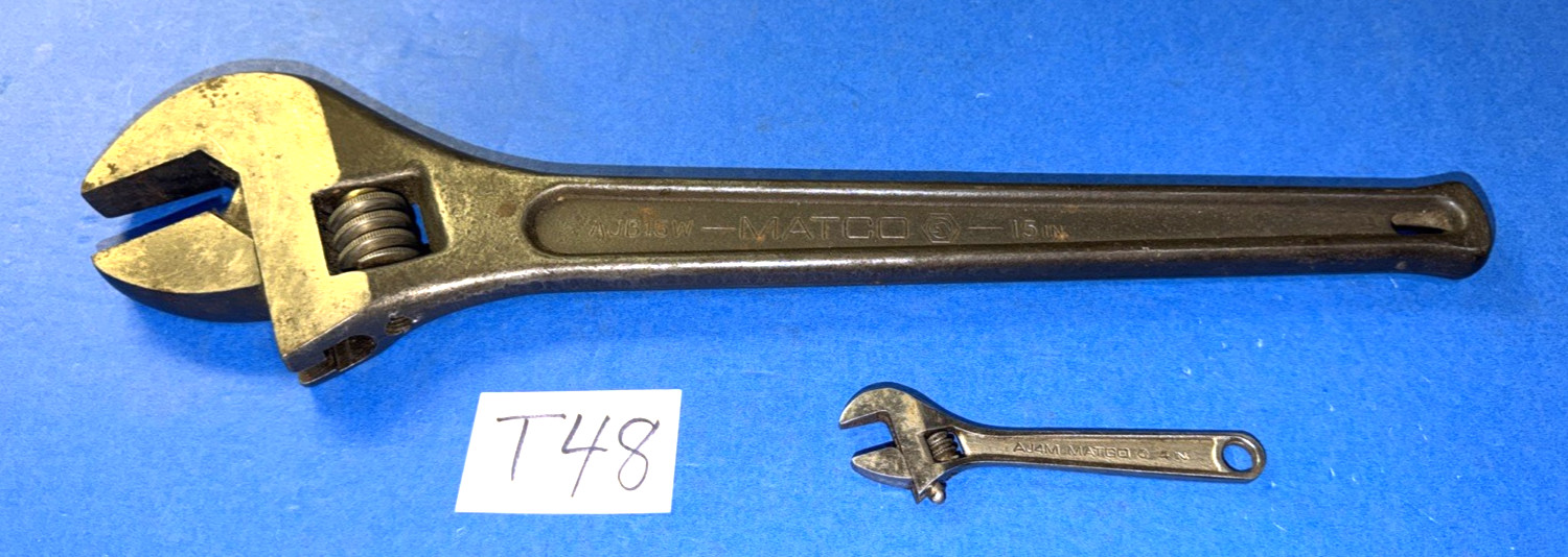 MATCO TOOLS 2 PIECE ADJUSTABLE CRESCENT STYLE WRENCHES 4 AND 15 INCHES