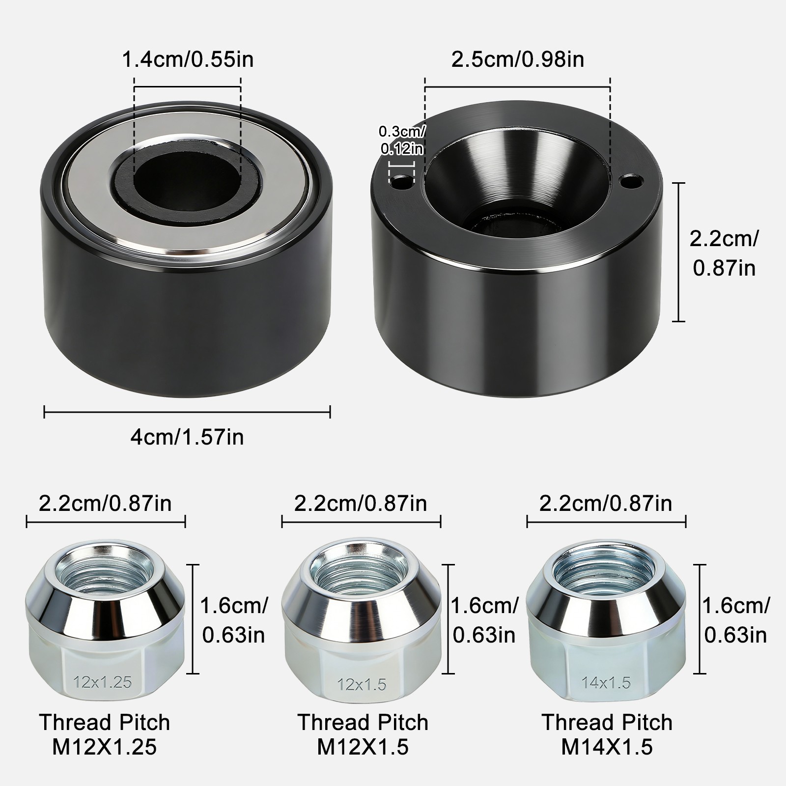 Wheel Stud Installer Tire Studding Tool w/ Hex Lug Nuts M12x1.25 M12x1.5 M14x1.5