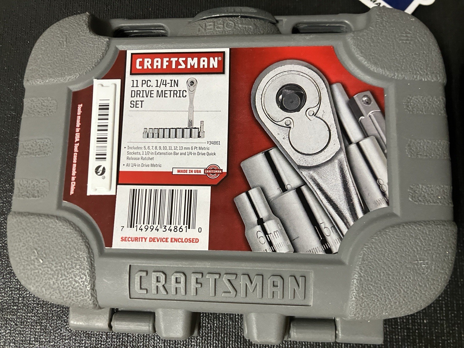 NOS Sears Craftsman 11Pc 1/4” Metric 5mm-13mm 6Pt. Socket Ratchet Set 34861 USA