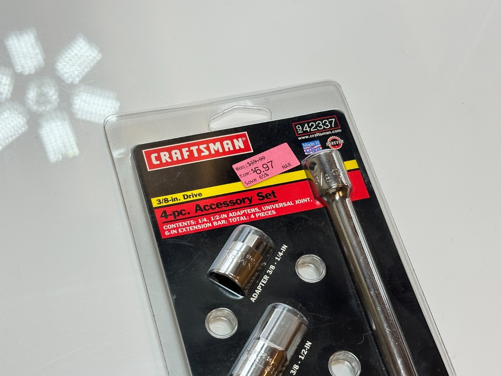 NEW Craftsman USA 42337 4pc 3/8” Drive Extension Adapter Set w/ Swivel Joint NOS