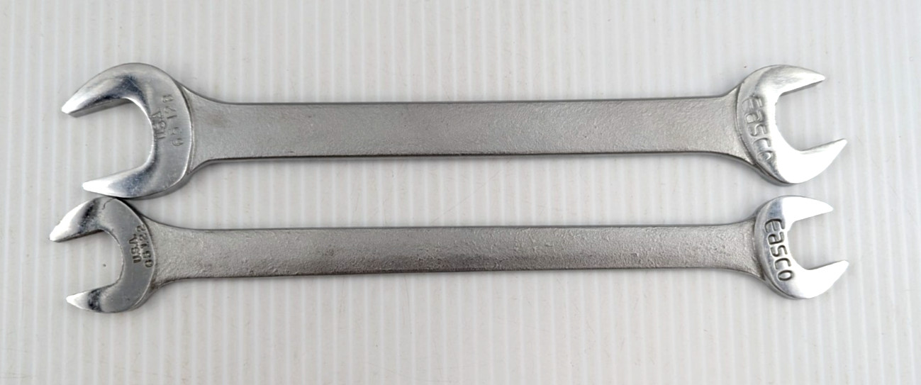 EASCO 65122 11/16″ x 5/8″ & 65128 7/8″ x 3/4″ Open End Tappet Wrench USA Lot of2