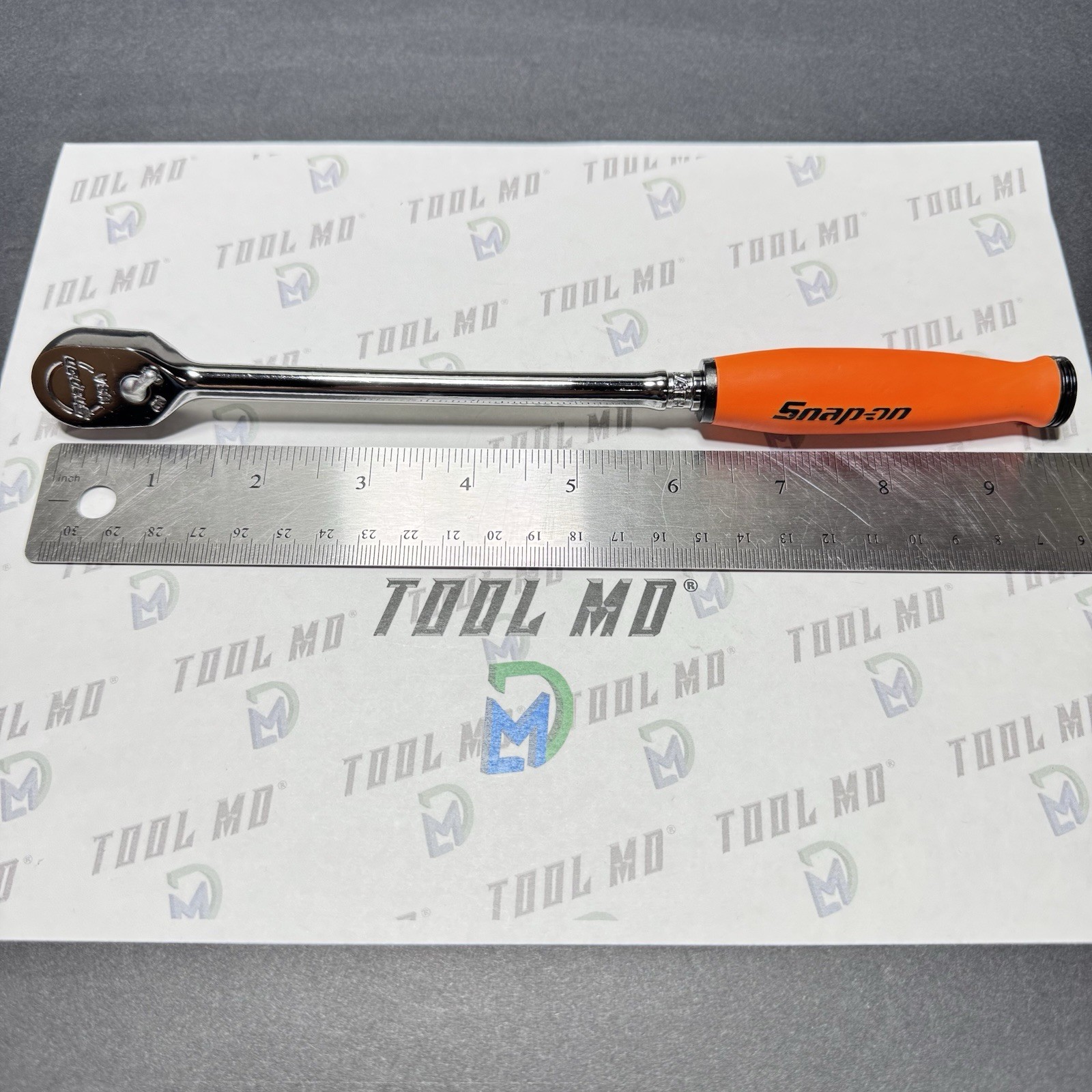 Snap-on Tools CUSTOM REVERSE ORANGE 3/8″ Drive Compact Extra-Long Fixed Ratchet