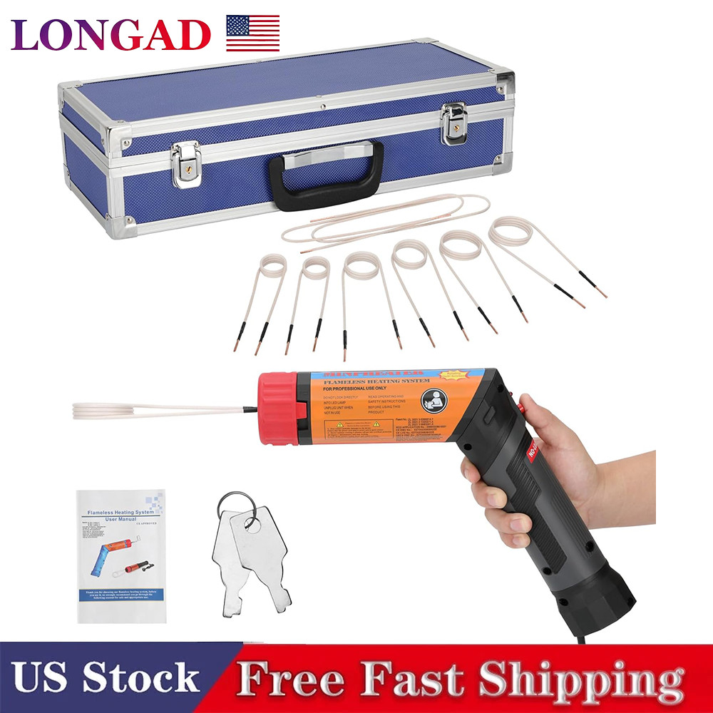 Flameless Auto Magnetic Induction Heater 1100W 110V Bolt Remover Kit with 8 Coil