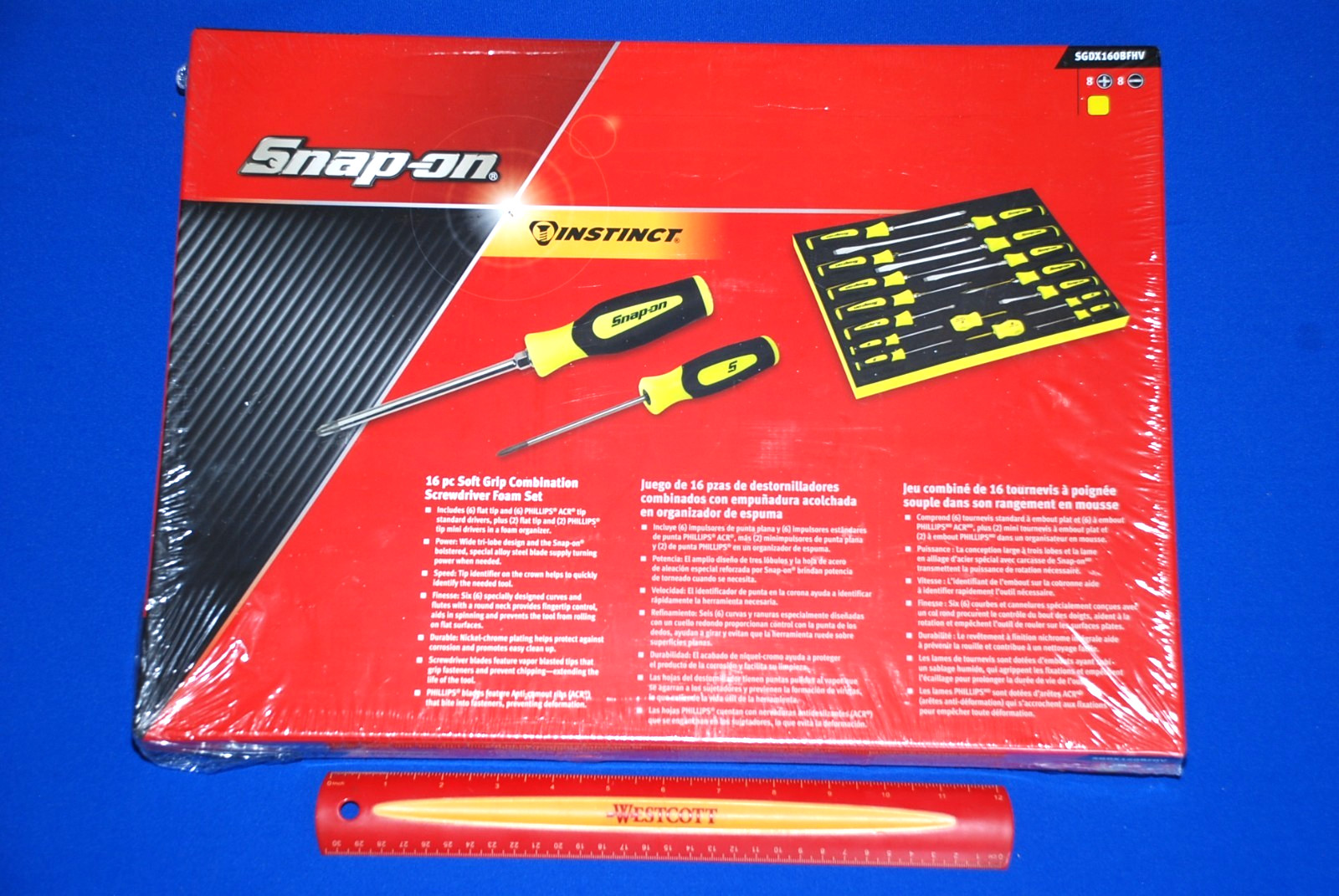 Snap-on NEW 16 Pc Instinct Hi-Viz Soft Grip Combo Screwdriver Set w/PRO-FI Foam