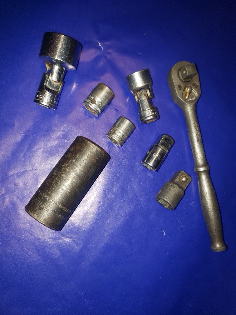 Snap-on 3/8″ Drive Mixed Tool Lot Ratchet Swivel Sockets Deep Impact Adapters