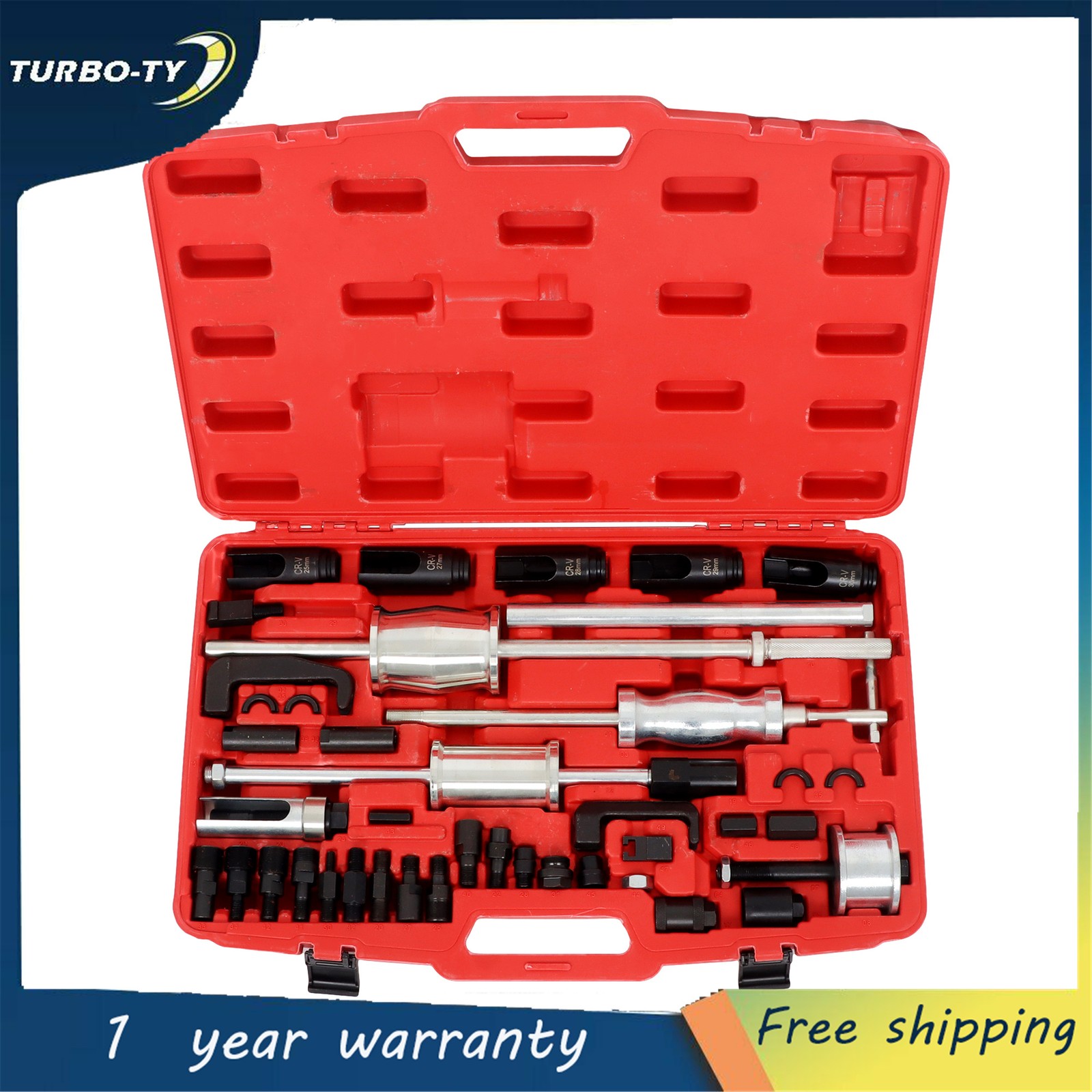 Auto Truck 40PC Diesel Injector Extractor Slide Hammer Puller Adapter Tool Kit
