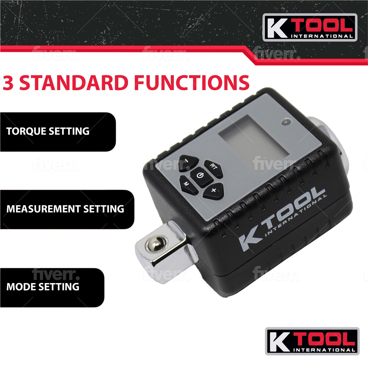 K Tool International 72138 Digital Torque Adapter 1/2 Drive 29.5 to 147.5 ft lbs